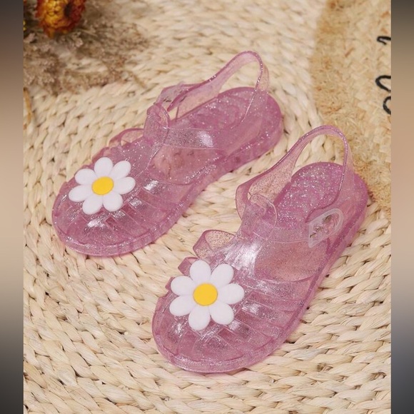 Pink Jelly Sandals with Daisy Accent NWT - Picture 3 of 3